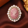 Nuevo modelo oval perla belleza cabeza broche mujer simple relieve figura pin abrigo abrigo corpete con accesorios details Picture